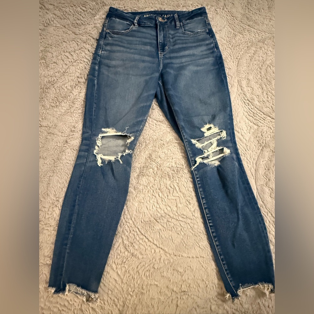 American Eagle Outfitters Ripped Blue Skinny Jeans
